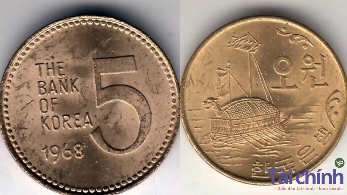 đồng xu 5 Won năm 1986