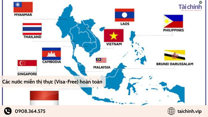 Các nước miễn thị thực (Visa-Free) hoàn toàn